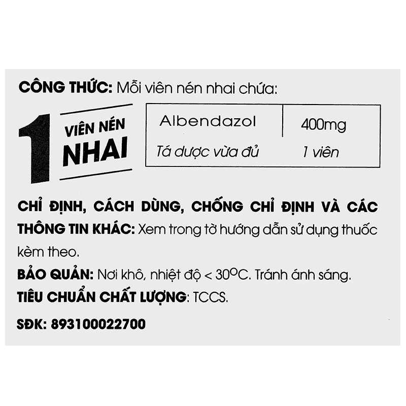 Viên nhai Albendazol Hataphar 400mg trị giun sán (1 vỉ x 1 viên) - 9